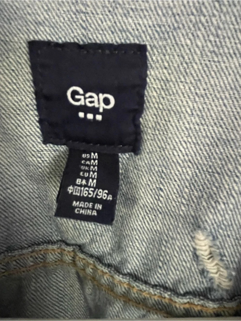 Gap Light Wash Distressed Denim Icon Trucker Jacket Women's Size Medium